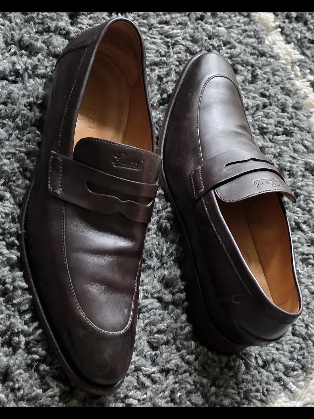 Gucci Dark Brown Leather Penny Loafers - Picture 2 of 16